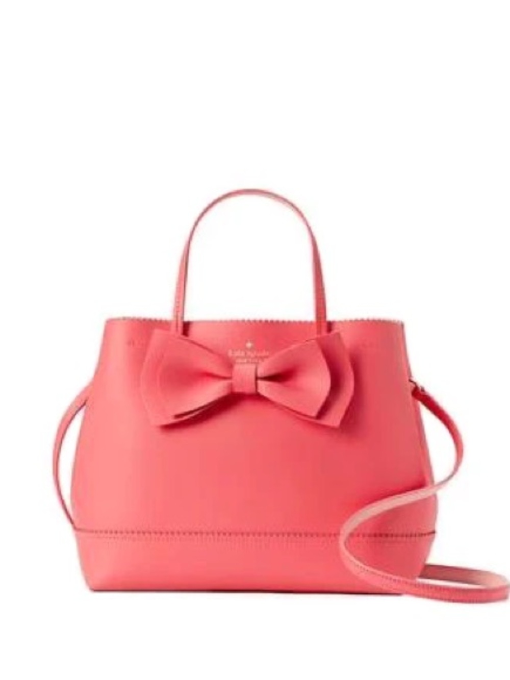 Kate Spade Vanderbilt Small Georgia Satchel Coral Bow Scalloped Leather Handbag